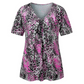 🎉2026 Hot Sale 50% OFF💞 Women's V Neck Leopard Print Short Sleeve T-Shirt Pleated Tunic Top