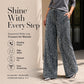 🛍️🍂LAST DAY SALE 70% OFF👍✨Women's Glitter Fashion Adjustable Drawstring Slimming Elastic Waist Straight-Leg Pants