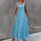 💃Summer Hot Sale 70% OFF⏳💞Women's Floral Print Sleeveless Maxi Dress with Pockets