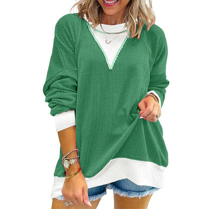 Women's Casual Color Block Crewneck Top