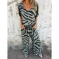 🎁2026 New Arrivals 70% OFF💥Women's Zebra Print V-Neck Top & Pants Two-Piece Set