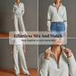 ⏳LAST DAY SALE ONLY ￡29.99!!🔥✨ Effortless Comfort | Women's Half-Zip Top & Wide-Leg Pants 2-Piece Set