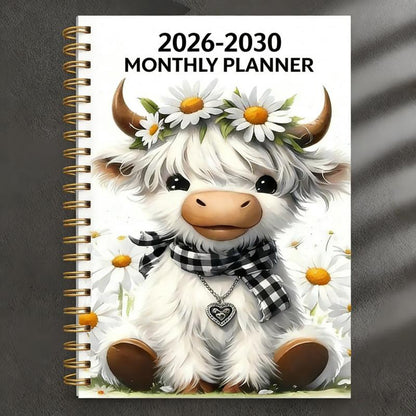 ⏰📅 LAST DAY SALE ONLY￡6.99!! 🐮 2026–2030 Monthly Planner ✨ Cute Highland Cow 5-Year Calendar | Large Monthly Blocks for Long-Term Planning