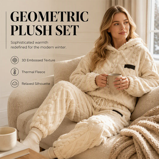 ⏳LAST DAY SALE ONLY ￡23.99!!🔥🍂Embossed Geometric Plush Set – Timeless Comfort & Effortless Style For Every Occasion