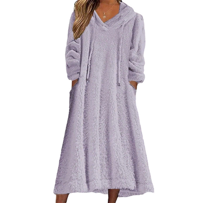 ❄️ Cozy Winter Comfort | 👗✨Women's Plush Hooded Maxi Lounge Dress
