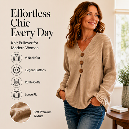 💖2026 Autumn’s Sale 70% OFF✨🍂Women’s V-Neck Knit Jumper – Flattering, Cosy & Effortlessly Chic