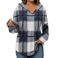 💖2026 Autumn’s Sale 70% OFF✨🍂Easy Everyday Comfort | Women's Plaid Hooded Drawstring V-Neck Shirt