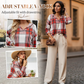 💖2026 Autumn’s Sale 70% OFF✨🍂Easy Everyday Comfort | Women's Plaid Hooded Drawstring V-Neck Shirt