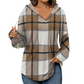 💖2026 Autumn’s Sale 70% OFF✨🍂Easy Everyday Comfort | Women's Plaid Hooded Drawstring V-Neck Shirt