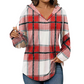 💖2026 Autumn’s Sale 70% OFF✨🍂Easy Everyday Comfort | Women's Plaid Hooded Drawstring V-Neck Shirt