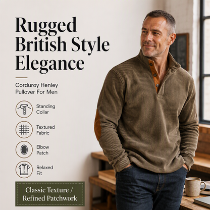 🏆Limited Time 50% OFF!🩶Men's Corduroy Stand Collar Sweatshirt