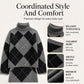 ⏳LAST DAY SALE ONLY ￡23.99!!🍂✨ Women's Argyle Knit Sweater & Skirt Set – Elegant, Cosy & Effortlessly Chic