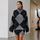 ⏳LAST DAY SALE ONLY ￡23.99!!🍂✨ Women's Argyle Knit Sweater & Skirt Set – Elegant, Cosy & Effortlessly Chic