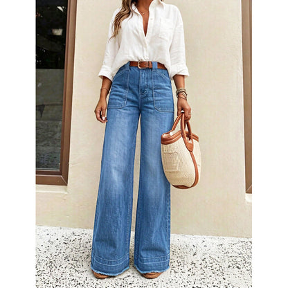 ⏳LAST DAY SALE ONLY ￡25.99!!🔥👖 Flattering High Rise, Easy Stretch | Women's Washed Straight-Leg Jeans