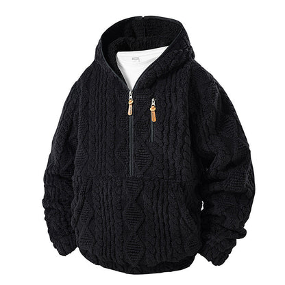 ⏳LAST DAY SALE ONLY ￡23.99!!🔥Men's Textured Sherpa Half-Zip Hooded Jacket