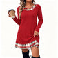 ✨🍂2026 Autumn’s Sale 70% OFF💖Women's Casual Plaid Patchwork Knit Dress