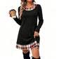 ✨🍂2026 Autumn’s Sale 70% OFF💖Women's Casual Plaid Patchwork Knit Dress