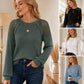 🖤Black Friday Sale:50% OFF🖤🌸Lace Detail, Easy Elegance | Women's Ribbed Knit Patchwork Long-Sleeve Top