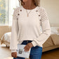 🖤Black Friday Sale:50% OFF🖤🌸Lace Detail, Easy Elegance | Women's Ribbed Knit Patchwork Long-Sleeve Top