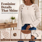 🖤Black Friday Sale:50% OFF🖤🌸Lace Detail, Easy Elegance | Women's Ribbed Knit Patchwork Long-Sleeve Top