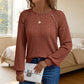 🖤Black Friday Sale:50% OFF🖤🌸Lace Detail, Easy Elegance | Women's Ribbed Knit Patchwork Long-Sleeve Top