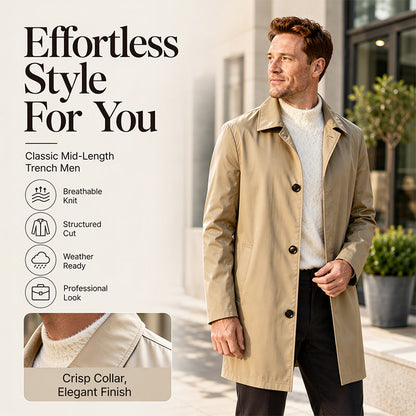 ⏳LAST DAY SALE ONLY ￡23.99!!🍂✨Men's Minimalist Single-Breasted Mid-Length Coat – Clean Lines, Modern Fit, Everyday Elegance