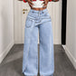 🔥HOT SALE 50% OFF👖🎁Women's Trendy Asymmetric Overlap Wide-Leg Jeans