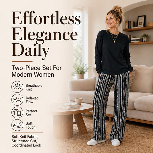 ⏳LAST DAY SALE ONLY ￡29.99!!🍂✨Women's Casual Crewneck Top & Printed Pants Set