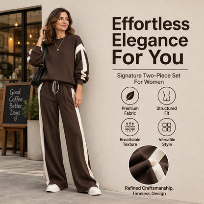 🌸Hot Sale 50% OFF☁️Women's Crewneck Sweatshirt & Wide-Leg Pants Set – Comfortable & Casual, Home Relaxation
