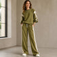 🌸Hot Sale 50% OFF☁️Women's Crewneck Sweatshirt & Wide-Leg Pants Set – Comfortable & Casual, Home Relaxation