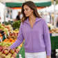 ⏰LAST DAY SALE 70% OFF👍✨Drop Shoulder, Flattering Relaxed Fit – Women's Ribbed Knit Zip-Up Cardigan ✨