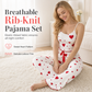 🖤🩶Black Friday Mega Deal – 50% off!💖🧸Womens 2 Piece Ribbed Pajama Set Heart Print Camisole Top and Long Pants Loungewear🏡