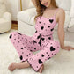 🖤🩶Black Friday Mega Deal – 50% off!💖🧸Womens 2 Piece Ribbed Pajama Set Heart Print Camisole Top and Long Pants Loungewear🏡