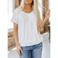 💖LAST DAY SALE 50% OFF💷✨Women's Casual Pleated V-Neck Short-Sleeve Top🌷-Loose Fit & Comfortable Shirring Top