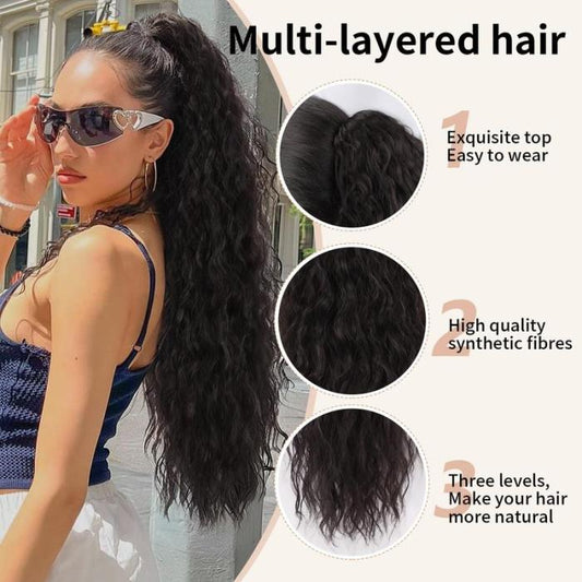 💜2026 NEW IN £12.99!!⚡50K+ SOLD! 💜Curly Wavy Frizzy Hair Extension with Ponytail