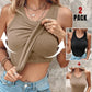 💥LAST DAY SALE 50% OFF🍃💖Round Neck Built-in Bra Ribbed Tank Top