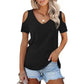 💥Last Day Special Sale 49% OFF👚Womens Summer Short Sleeve Off-Shoulder Cold Shoulder Basic Tees