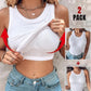 💥LAST DAY SALE 50% OFF🍃💖Round Neck Built-in Bra Ribbed Tank Top