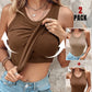 💥LAST DAY SALE 50% OFF🍃💖Round Neck Built-in Bra Ribbed Tank Top